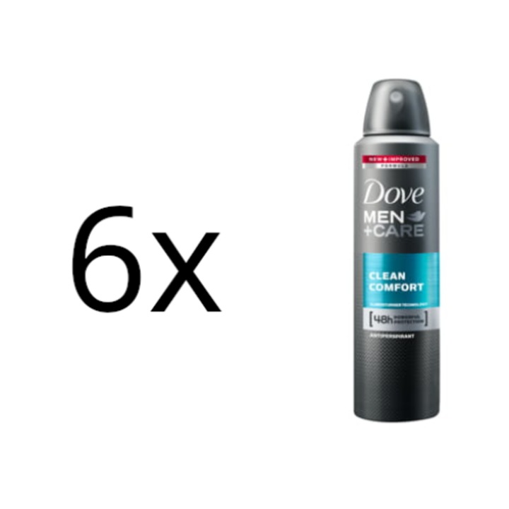 Spray barbati Dove, 6x150 ml, Confort curat