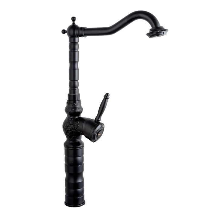 Смесител за кухня, с бродерия, черен мат, Venus Star