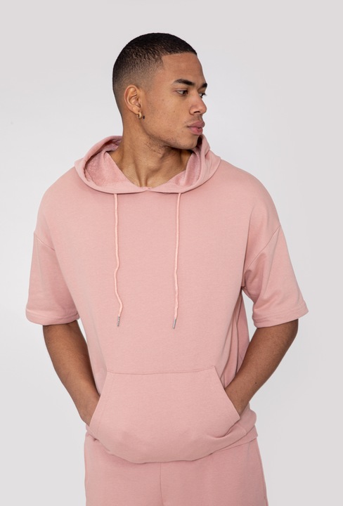 Hanorac barbati, 1140, cu maneca scurta, Bumbac, Roz