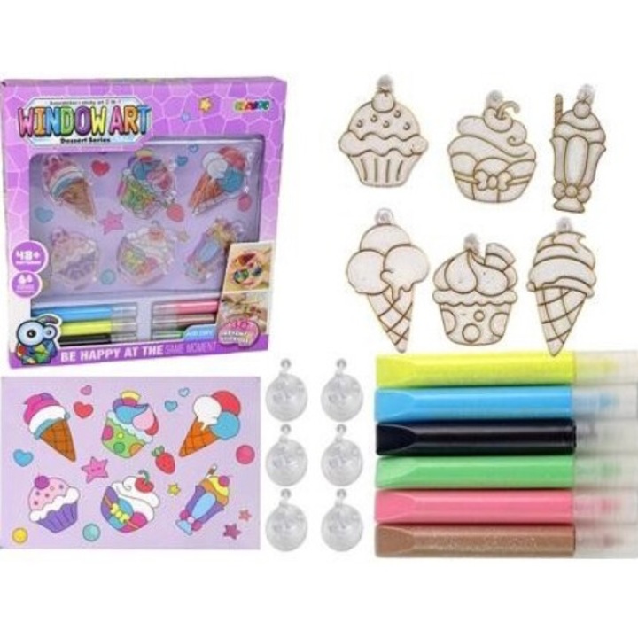 Set Creativ pentru Pictat Vitrage 3D LEANToys, 6x6cm, Multicolor
