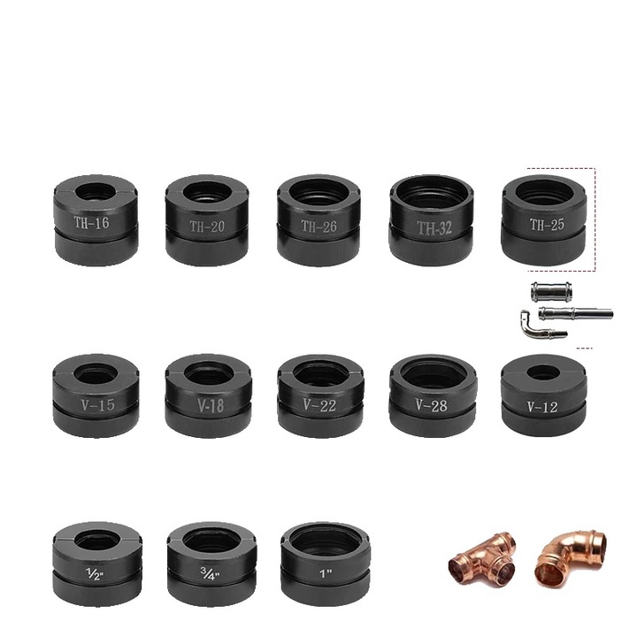 Set matrite pentru cleste sertizare Pex Pipe, 42 CrMo, 16-32mm, multicolor