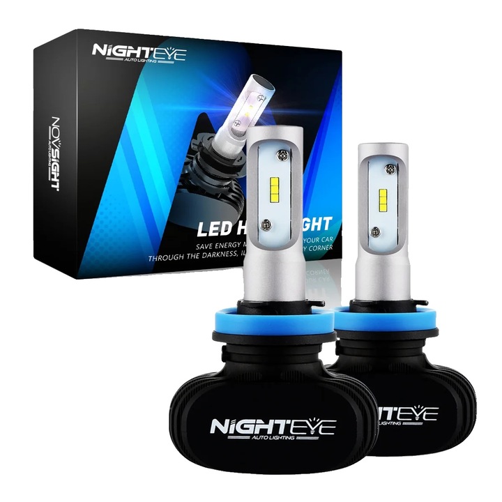 Set 2 becuri LED pentru faruri, NIGHTEYE, 50W, 8000LM, H11