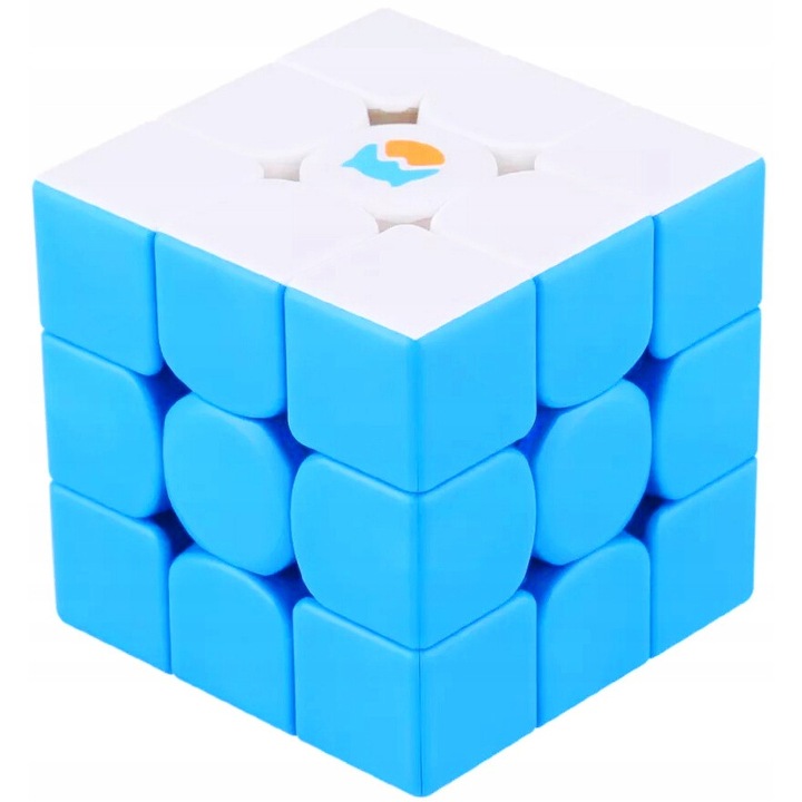 Cub Rubik Kostkoland Monster Go Blue Cloud, 3x3x3, albastru si alb, cu suport