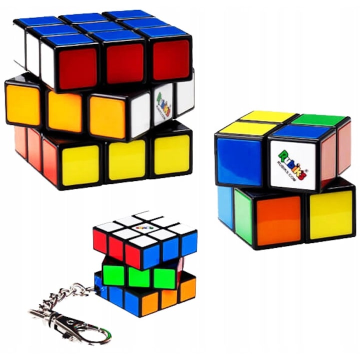 Cub 3x3x3, Rubiks, Cub Rubik, Kostkoland, Set, Fara autocolante, Cub 2x2x2, Cub 3x3x3, breloc
