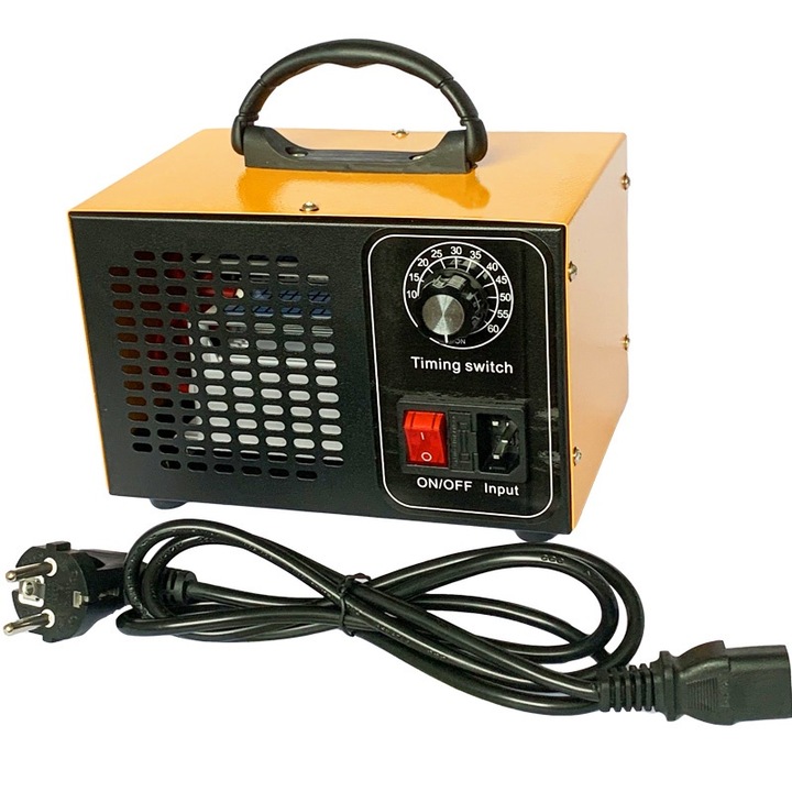 Ózon generátor, Légtisztító, 60g/h, rozsdamentes acél, fekete, 220V