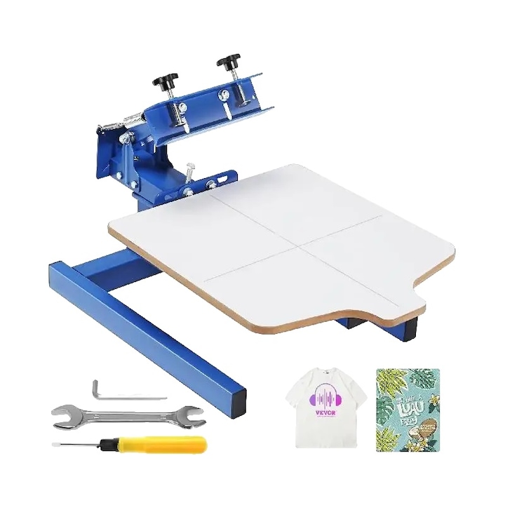 Преса за ситопечат, Vevor, 1 цвят, регулируем опън, повърхност 54x45 см, многофункционална