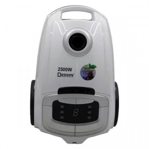 Aspirator DESSINI 2500W cu filtru de aer HEPA si LED Display, cablu 5 m, Alb