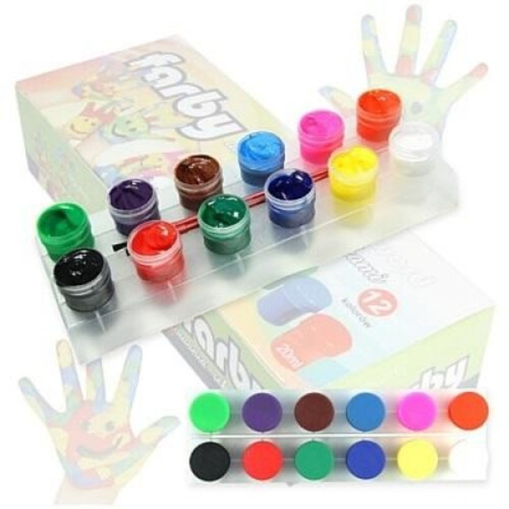 Set de pictura cu mana Penword, 12 culori, 20ml, multicolor, 210x72mm