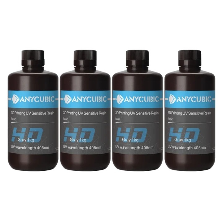 Rasina UV pentru imprimante 3D, Anycubic, precizie inalta, intarire rapida, gri, 405nm, 4kg