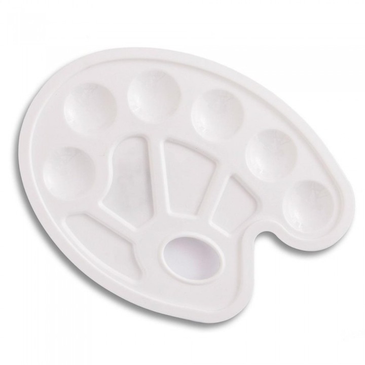 Paleta pentru pictura, Dalprint, ovala, plastic, 23x17cm, alb