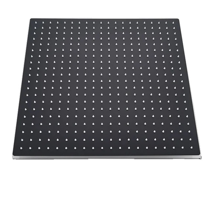 Cap de dus, alama, design modern, patrat, 20 inch, negru mat