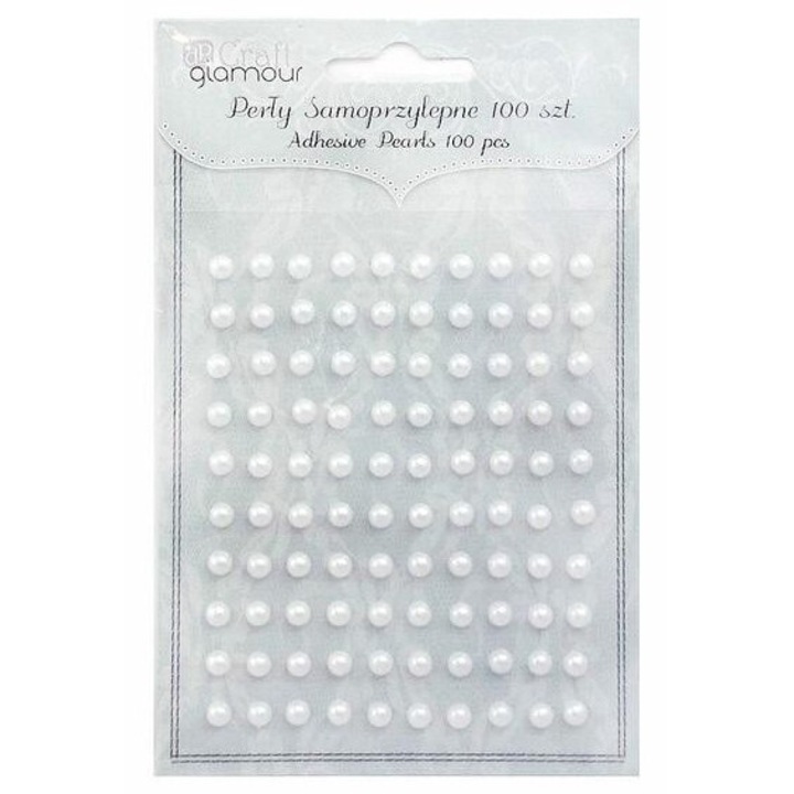 Set 100 perle autoadezive, DALPRINT, 5 mm, Alb