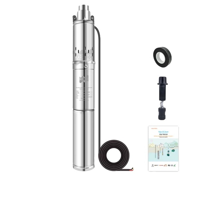 Pompa submersibila solara, Max Head 35M, 370W DC 24V, cu LED-uri ajustabile, rezistenta la coroziune