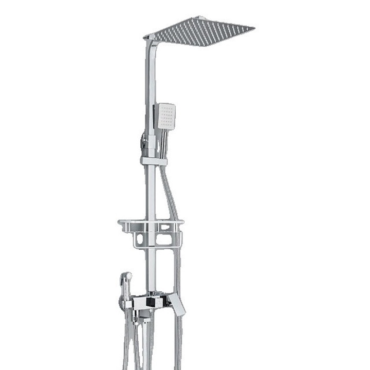 Szaniter csaptelep készlet, falra szerelhető, 4 utas, 10 hüvelykes, égésgátló technológia, rozsdamentes anyag