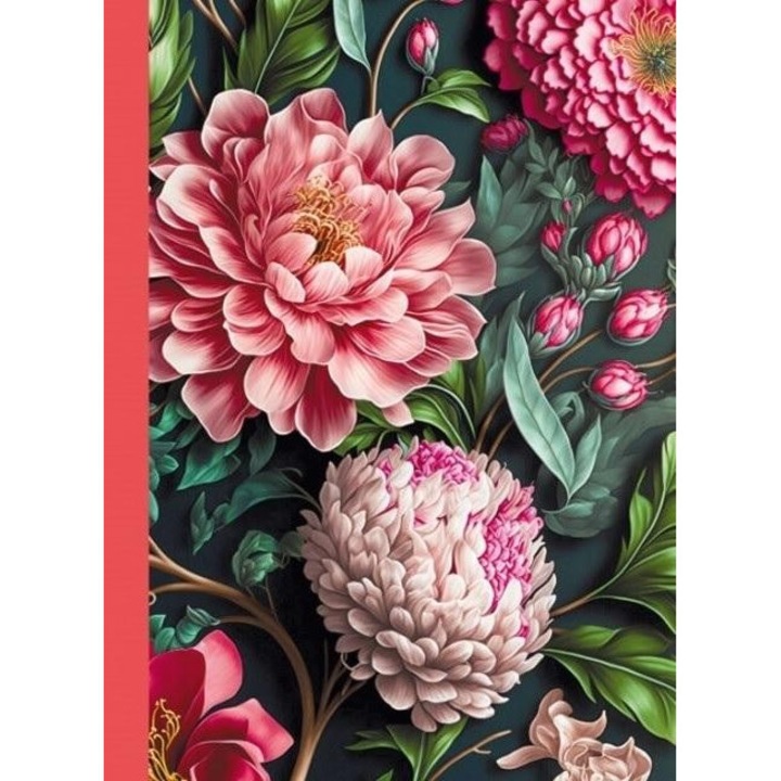 Fresh Flora kockás füzet, kemény borító, piros, 48 oldal, 105x148mm