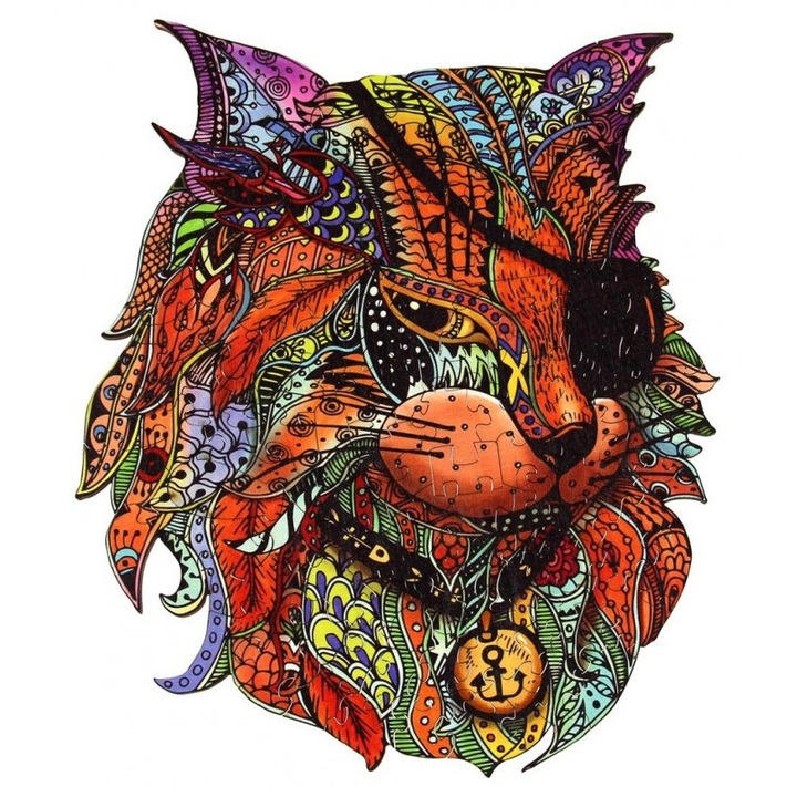 Puzzle Eureka 3D, pisica pirat, lemn, 116 piese, multicolor