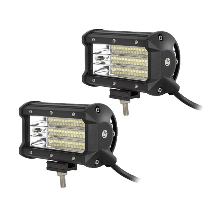 2 LED-es Offroad reflektor készlet, 135 W, Árnyékoló világítás, 9D négysoros, vízálló