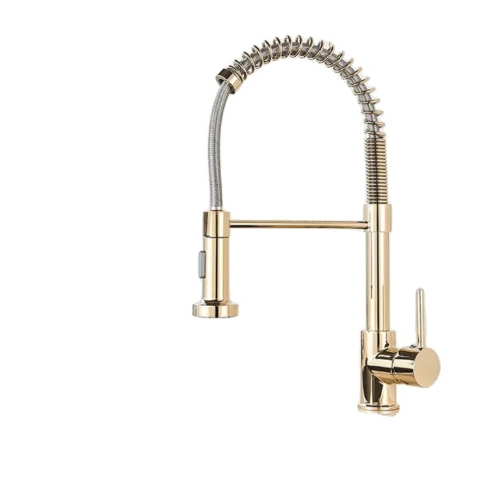 Konyhai csaptelep, munkalapra szerelhető, egykaros, arany/szálcsiszolt nikkel bevonat, sárgaréz test