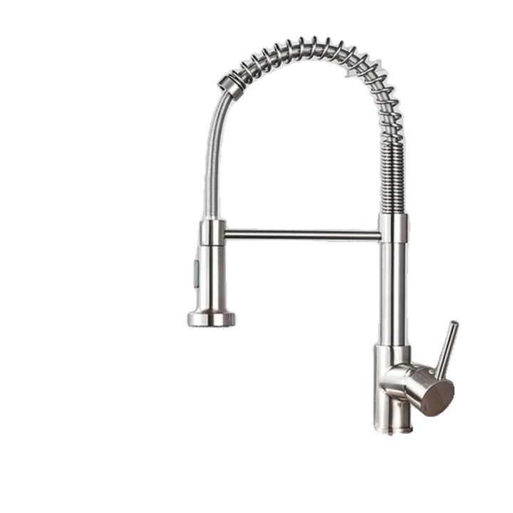 Szaniter csaptelep, szálcsiszolt nikkel bevonat, visszahúzható permetező, szürke