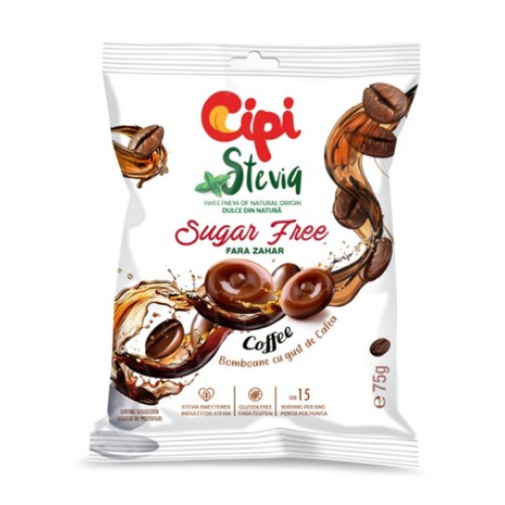 Bomboane, CIPI drops stevia cafea - BAX (12 pungi * 75G)