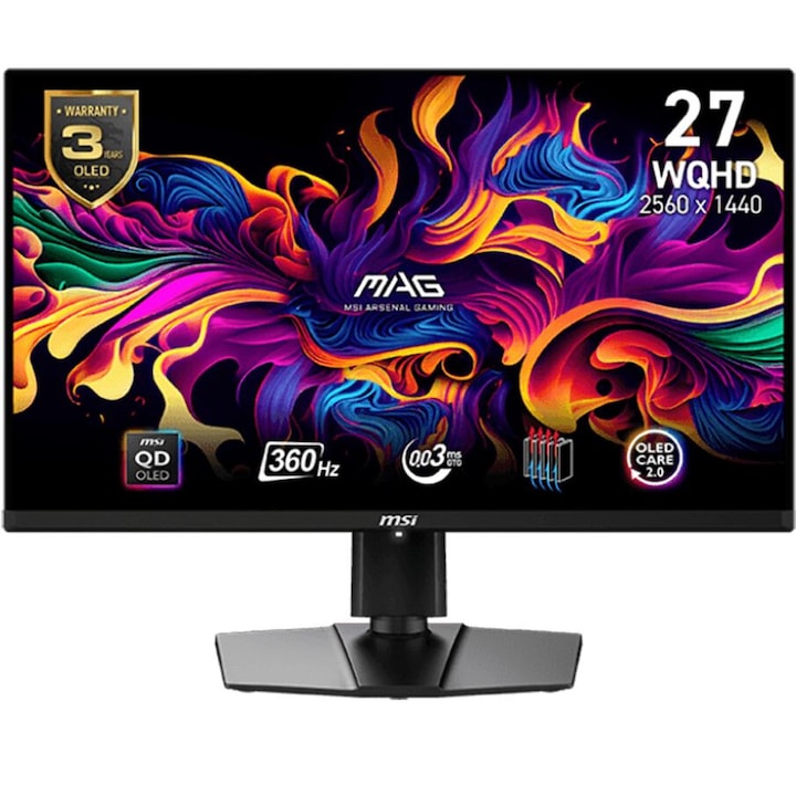Монитор 26.5'' MSI MAG 271QPX QD-OLED, QD-OLED, 2560 x 1440, USB Type-C с DisplayPort ф-я, 1 x Audio Out, 2 x HDMI 2.1, 1 x DisplayPort 1.4a