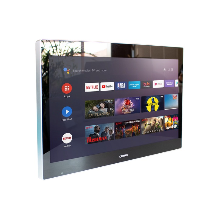 Televizor smart Calman, 12V / 220V, Android, LED, Full HD, 19 inchi, caravana, rulota, tir, Negru