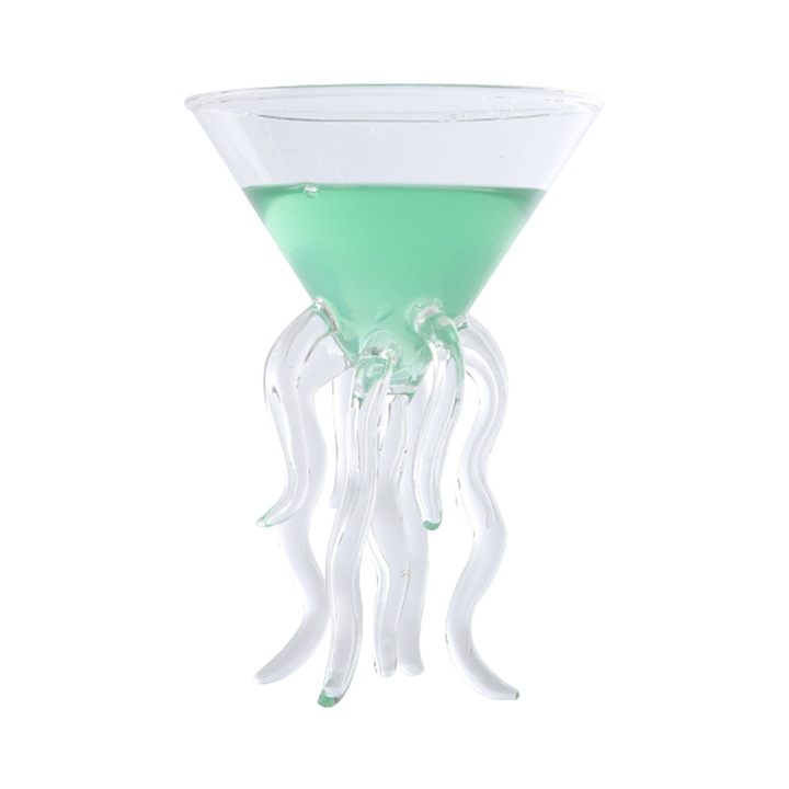 Átlátszó 3D polip mintás koktél pohár, 250ml