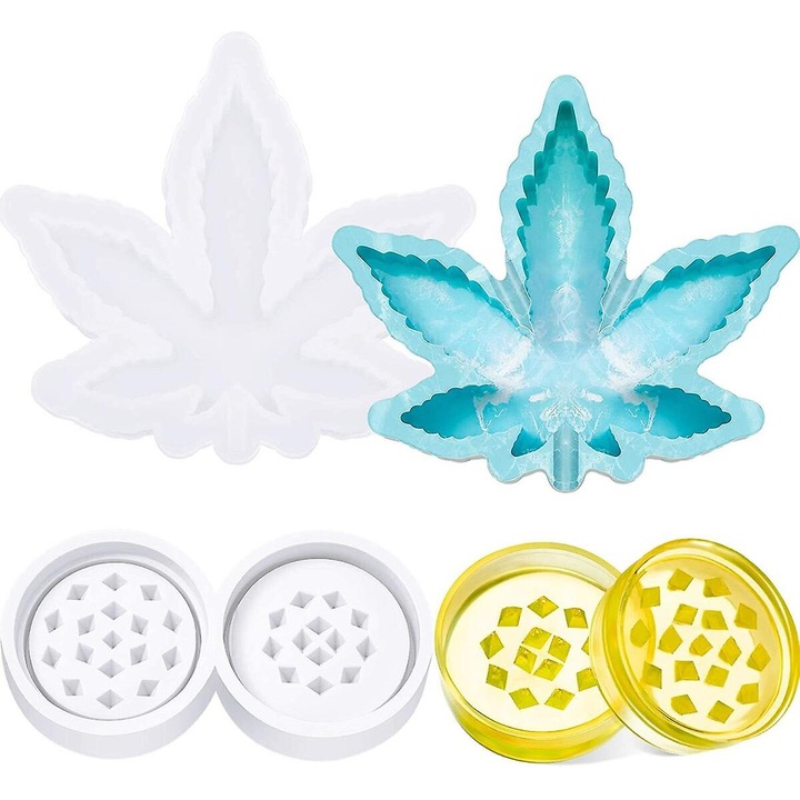 2 db szilikon nyomtatvány készlet QttvbTna hamutartóhoz, juharlevél dizájn, átlátszó és fehér