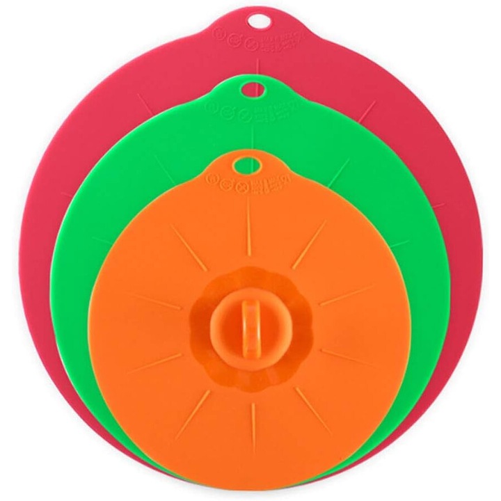 Capace din silicon pentru boluri cesti oale tigai, capac cuptor cu microunde huse alimentare reutilizabile rezistente la caldura pentru rutina de bucatarie cu design versatil ecologic, fara Bpa, usor de curatat (3 bucati)