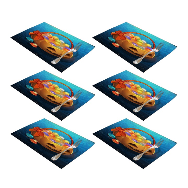 Set 6 naproane de masa, rezistente la pete, 45x32cm, multicolor