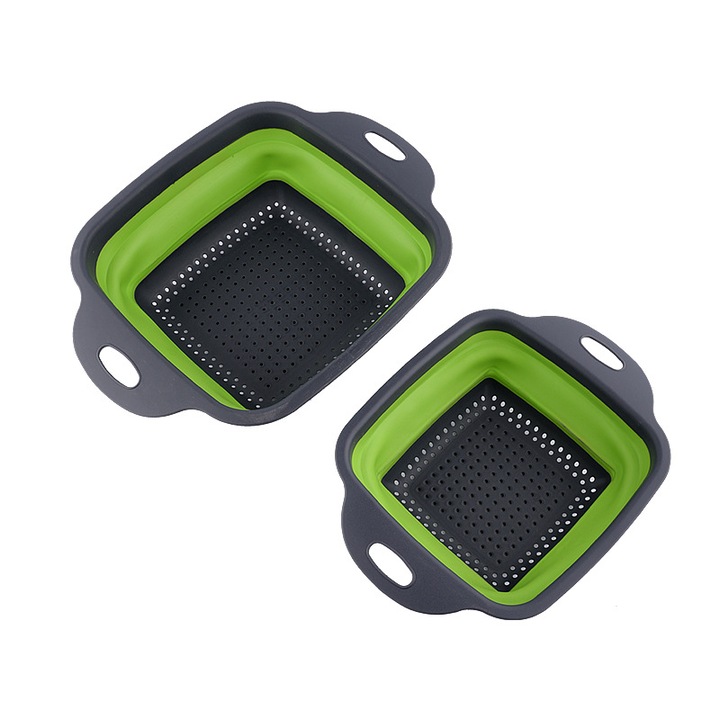 Комплект кръгли силиконови гевгири, 2 броя, 29.5x22.5x2.5cm и 30x24x2.5cm, за отцеждане на паста и зеленчуци