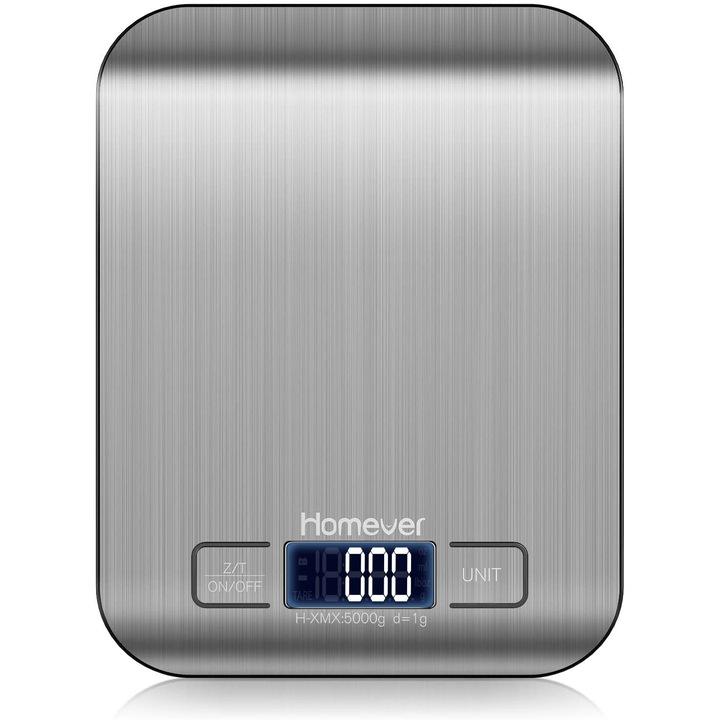 Cantar de bucatarie Enforose, multifunctional, capacitate 5 kg, display digital, design din otel inoxidabil, usor de curatat