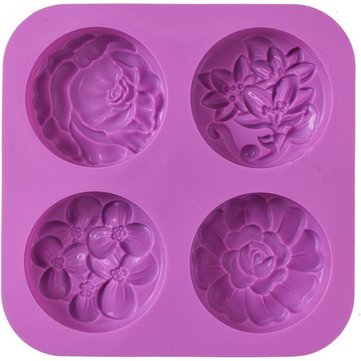Forme pentru sapun din silicon, perfecte pentru fabricarea sapunului, deserturi de ciocolata lucrate manual, inghetata si bomboane, cu eliberare moale si usoara, material alimentar (pachet de 3 - silicon flexibil)