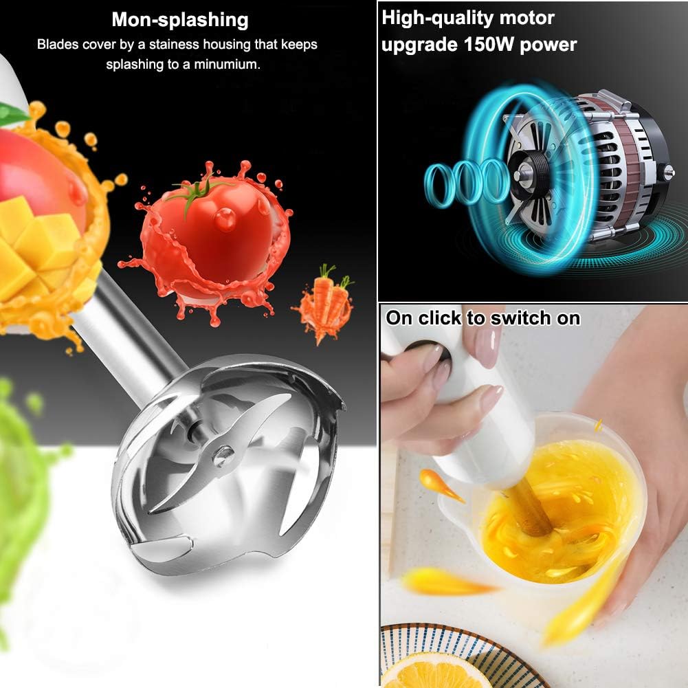 Set blender de mana 5-in-1, BGHYHYHI, inox, alb, 150 W - eMAG.ro