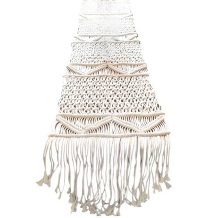 Asztalterítő, Jormftte, makramé, bézs, 35x180cm, 1 darab