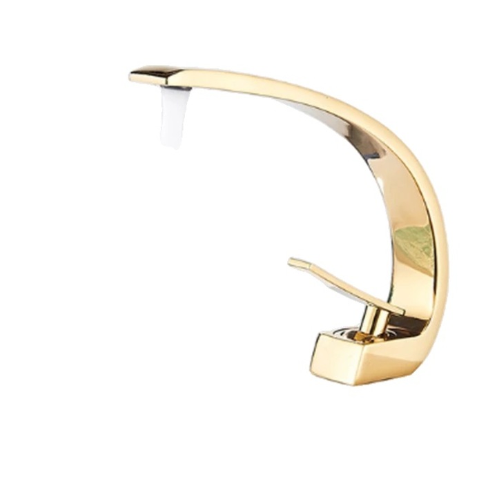 Szaniter csaptelep, arany színű, egykaros, munkalapra szerelhető, strapabíró anyag