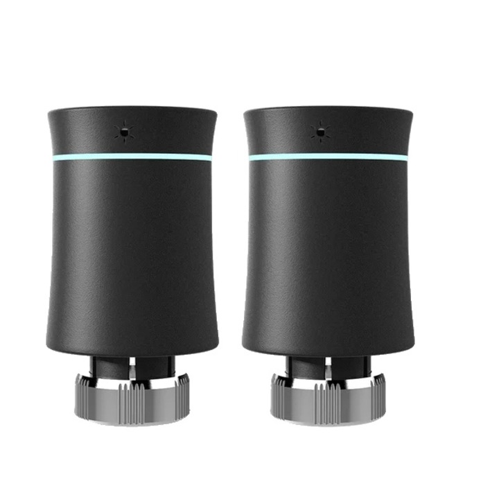 Set 2 Termostate Inteligente, Programabile, Negru, Control Vocal si de la Distanta, Compatibil cu Tuya ZigBee