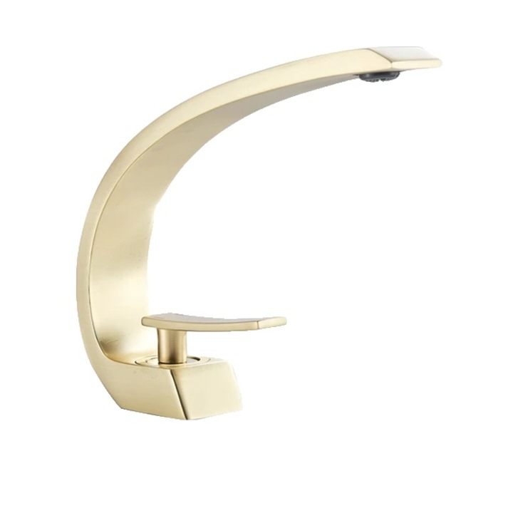 Szaniter csaptelep, munkalapra szerelhető, egyfogantyús, csiszolt arany, kerámia