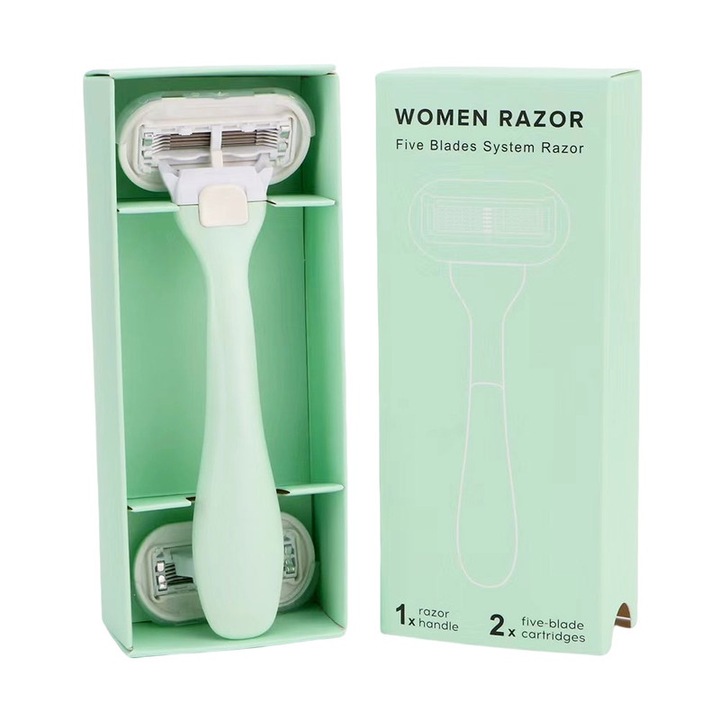 2 klasszikus, érzékeny borotva készlet, 3 penge SkinElixirrel, ergonomikus nyél, zöld