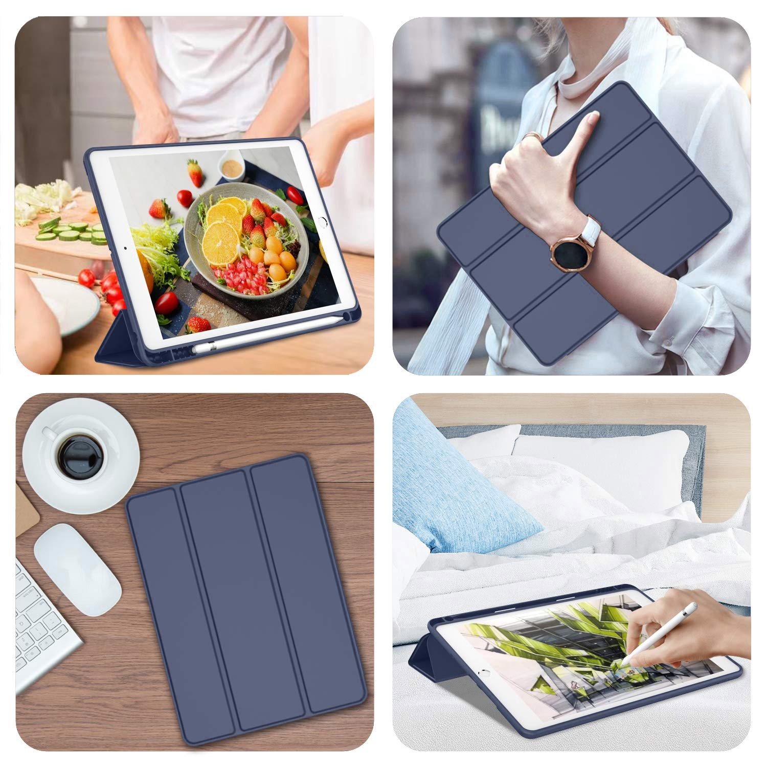 Husa protectie tableta, Begleri®, Compatibila cu iPad 7/8/9 10.2", iPad 10.2 2019 2020 2021 Husa pentru iPad a 7-a generatie pentru tableta cu suport pentru creion, Violet inchis