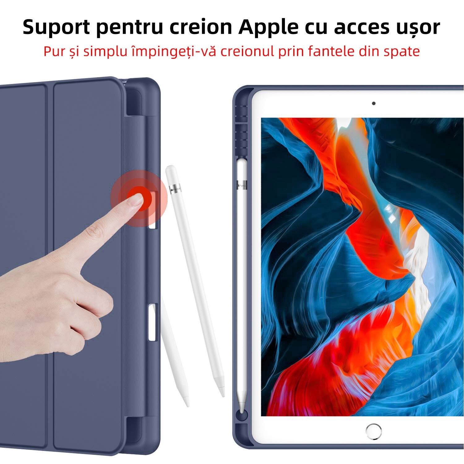 Husa protectie tableta, Begleri®, Compatibila cu iPad 7/8/9 10.2", iPad 10.2 2019 2020 2021 Husa pentru iPad a 7-a generatie pentru tableta cu suport pentru creion, Violet inchis