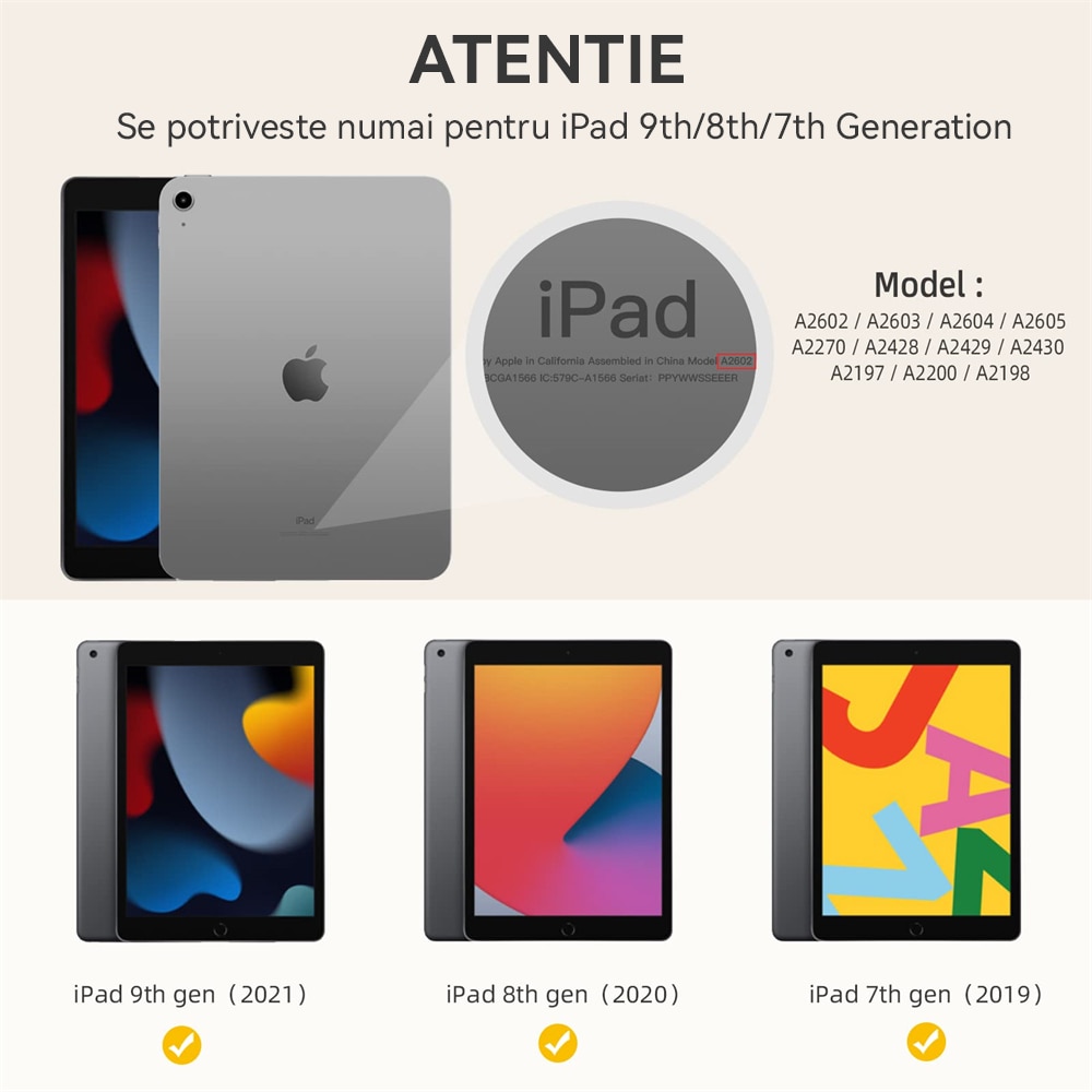 Husa protectie tableta, Begleri®, Compatibila cu iPad 7/8/9 10.2", iPad 10.2 2019 2020 2021 Husa pentru iPad a 7-a generatie pentru tableta cu suport pentru creion, Verde proaspat