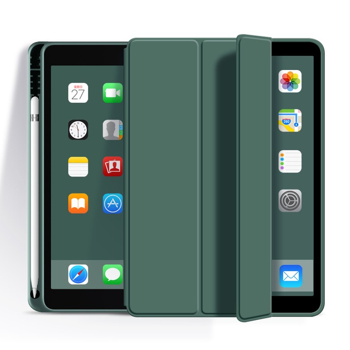 Калъф за таблет, Съвместим Apple iPad 7 8 9 (2019 2020 2021) 10,2 инча, REDKID®, Зелен чай