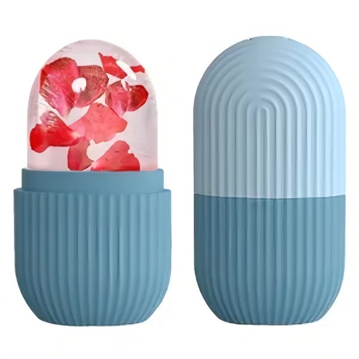 Role pentru masaj facial si ochi, silicon reutilizabil, ingrijire naturala a pielii, albastru