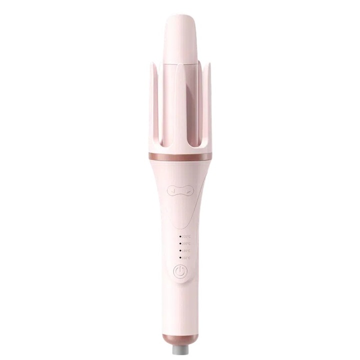 Automata hullámverő, kerámia negatív ionokkal, 4 hőmérséklet, rózsaszín, automatikus leállítás, rózsaszín