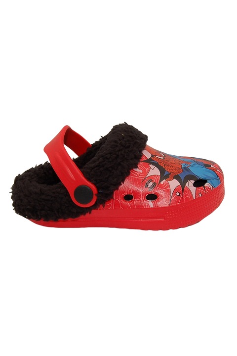 Marvel, Saboti slingback cu captuseala teddy Spider-Man, Negru/Rosu vermillion, 32-33 EU