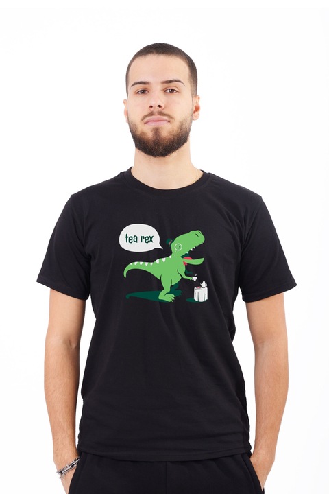 Testreszabott férfi póló tearex képpel, pamut, fekete, M