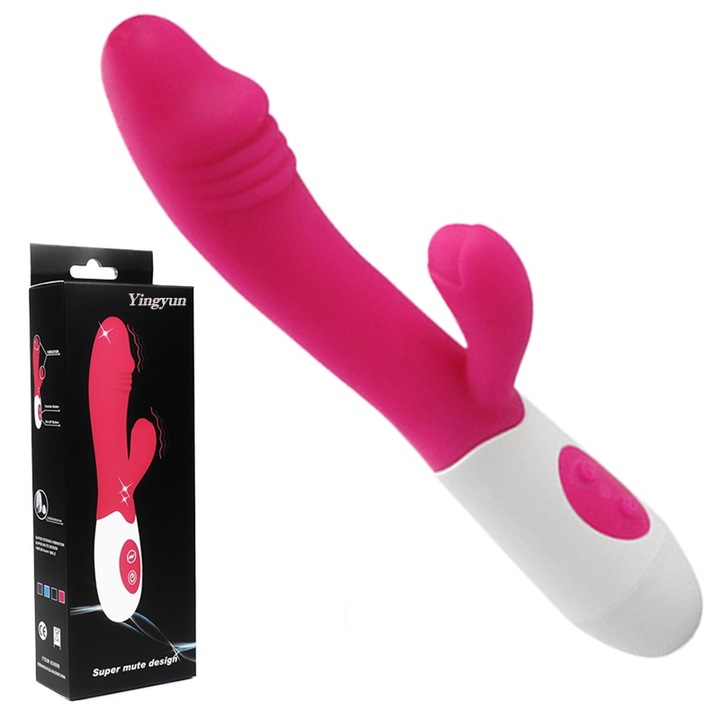 Yingyun vibrátor, 10 vibrációs mód, kettős stimuláció, klitorisz és G-pont, többszörös orgazmikus robbanás, puha és sima orvosi szilikon, 20x3,4 cm, rózsaszín