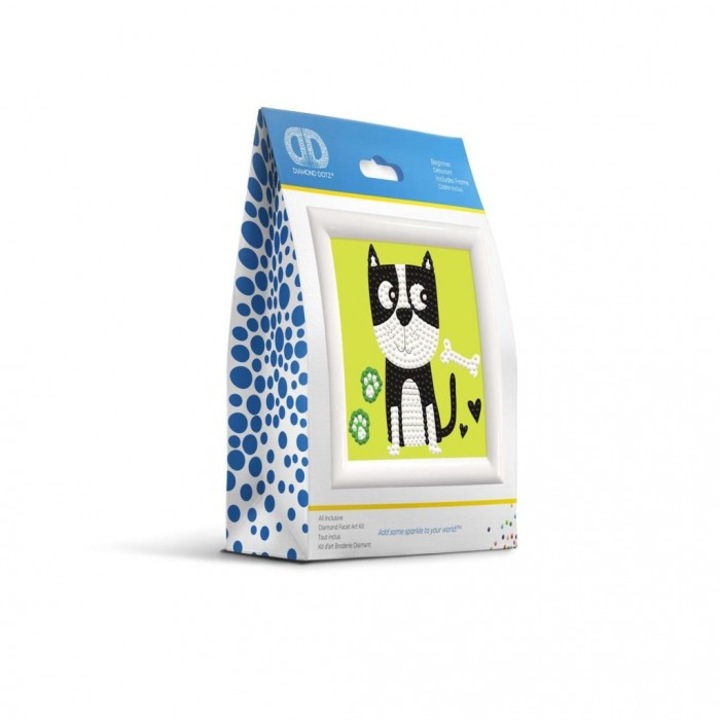 Set de Artizanat Puppy Munch, Diamond Dotz, 9.5x9.5cm, 3+ ani, Multicolor