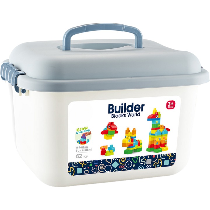 Set de constructie in cutie Animalute 62 piese Bufnitel